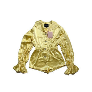 Nana Jacqueline- Yellow "Maribel" Silk Romper - NEW WITH TAGS